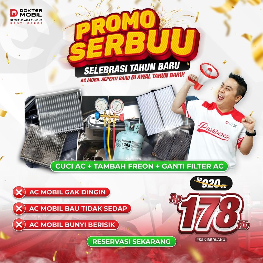 PROMO SERBUU di Dokter Mobil Haji Naman, Servis AC Mobil Hanya 178 Ribu!