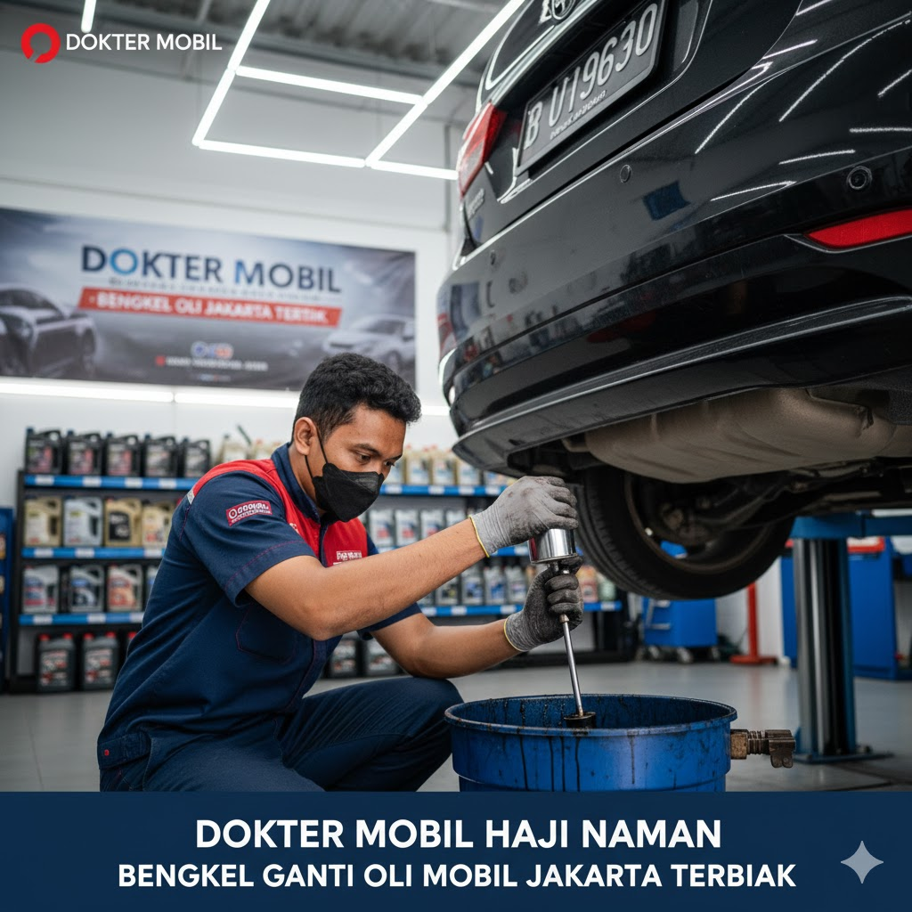 Proses Ganti Oli di Dokter Mobil Haji Naman